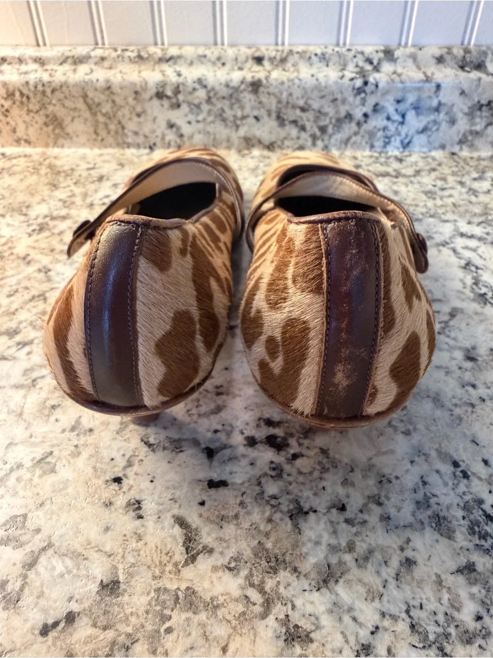 kate spade Leopard Vintage Calf Hair Mary Jane Kitten Heels Animal Giraffe Print